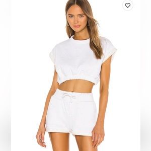 Revolve Beach riot sweat fleece T-shirt / shorts set